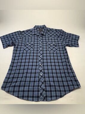 Roper Blue Plaid Western Snap-Front Shirt Size XL